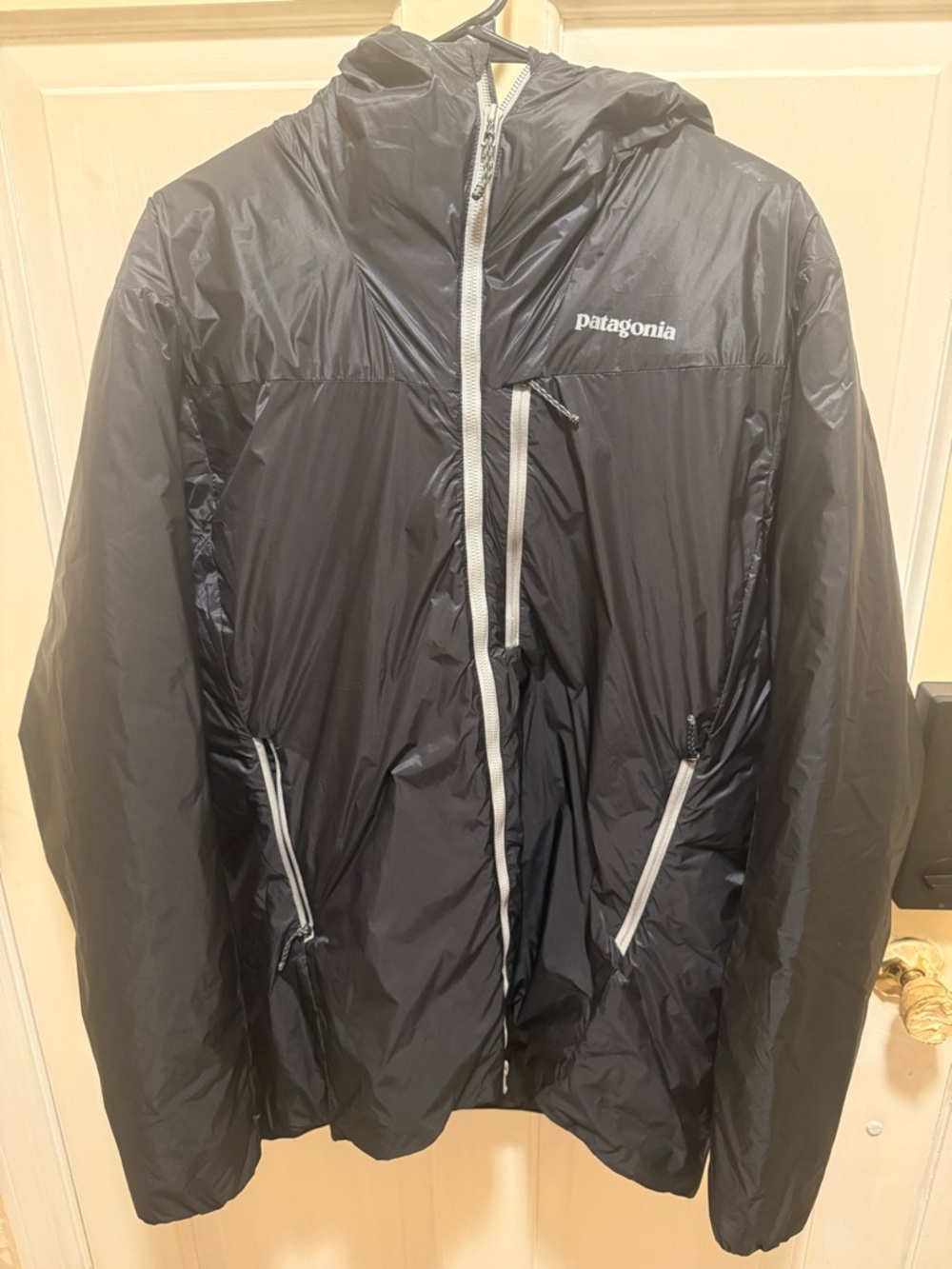 Patagonia Men's Black Hooded Windbreaker with Contrast Zippers